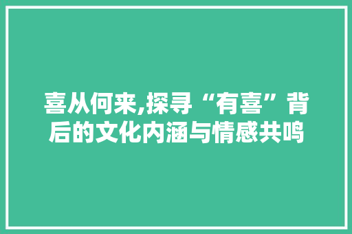 喜从何来,探寻“有喜”背后的文化内涵与情感共鸣