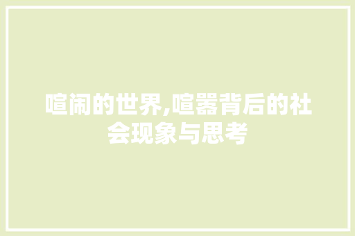喧闹的世界,喧嚣背后的社会现象与思考