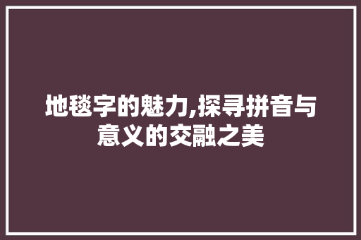 地毯字的魅力,探寻拼音与意义的交融之美 短语