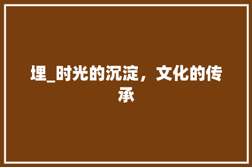 埋_时光的沉淀，文化的传承