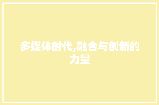 多媒体时代,融合与创新的力量