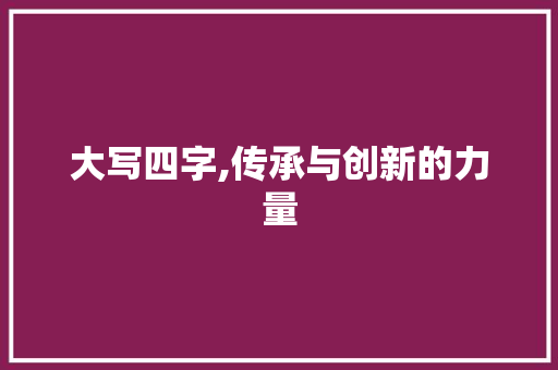 大写四字,传承与创新的力量
