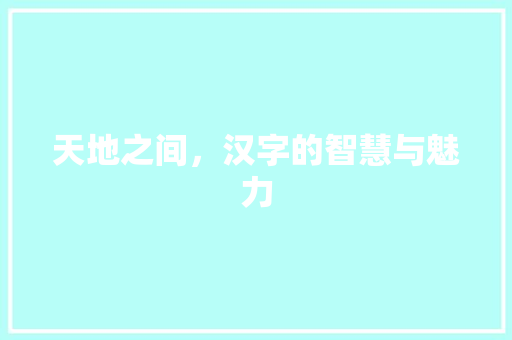 天地之间，汉字的智慧与魅力 诗词佳句