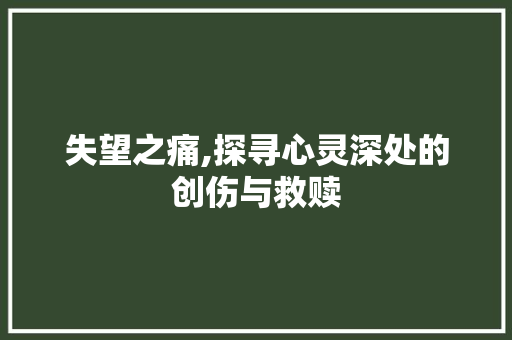 失望之痛,探寻心灵深处的创伤与救赎