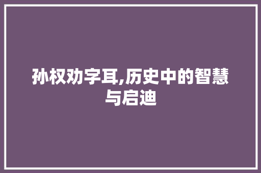 孙权劝字耳,历史中的智慧与启迪 短语