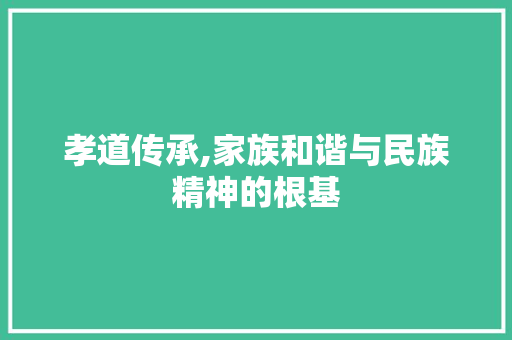 孝道传承,家族和谐与民族精神的根基