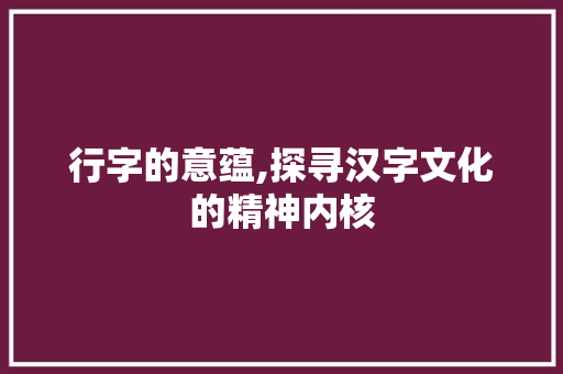 行字的意蕴,探寻汉字文化的精神内核