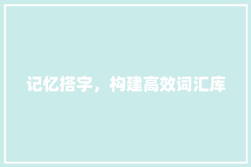 记忆搭字，构建高效词汇库