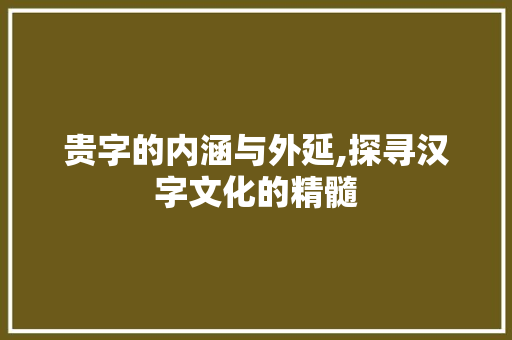 贵字的内涵与外延,探寻汉字文化的精髓