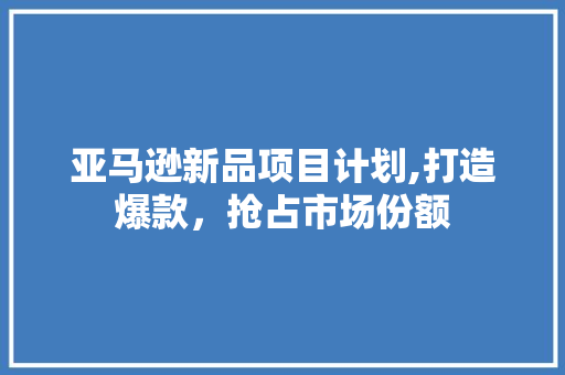 亚马逊新品项目计划,打造爆款，抢占市场份额