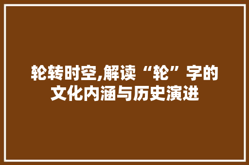 轮转时空,解读“轮”字的文化内涵与历史演进