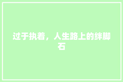过于执着，人生路上的绊脚石