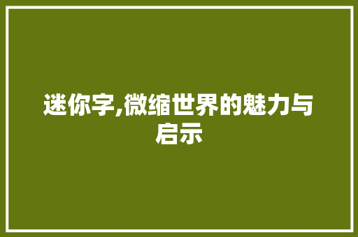迷你字,微缩世界的魅力与启示