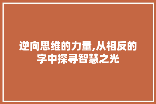 逆向思维的力量,从相反的字中探寻智慧之光