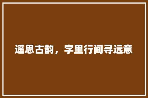 遥思古韵，字里行间寻远意