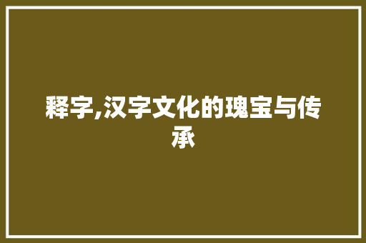 释字,汉字文化的瑰宝与传承