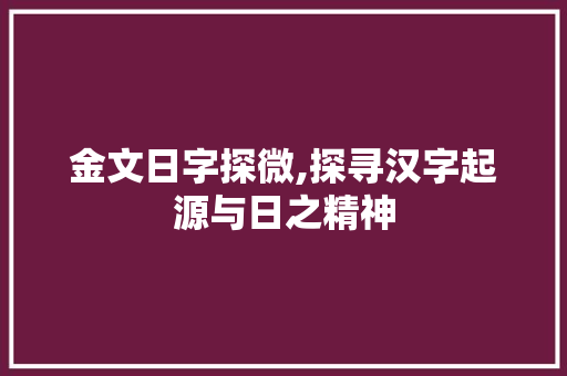 金文日字探微,探寻汉字起源与日之精神