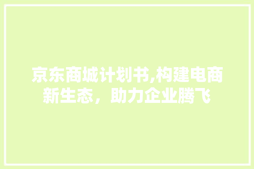 京东商城计划书,构建电商新生态，助力企业腾飞