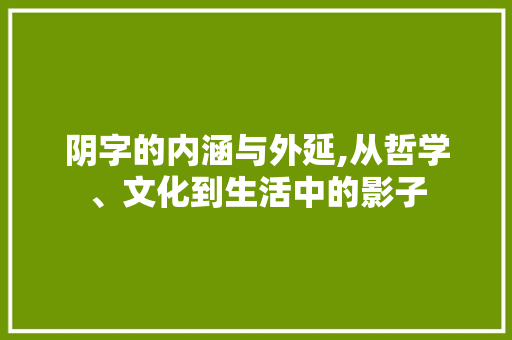 阴字的内涵与外延,从哲学、文化到生活中的影子 古代典籍