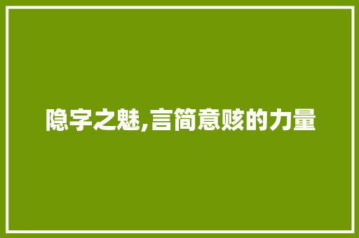 隐字之魅,言简意赅的力量
