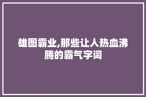 雄图霸业,那些让人热血沸腾的霸气字词