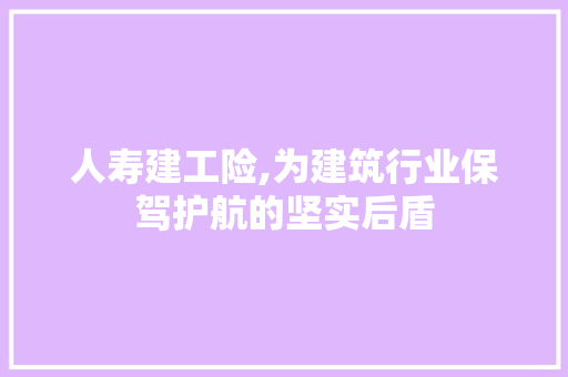 人寿建工险,为建筑行业保驾护航的坚实后盾