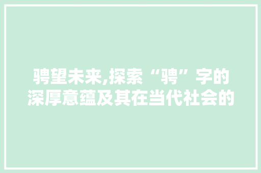 骋望未来,探索“骋”字的深厚意蕴及其在当代社会的价值