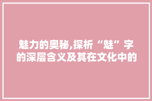 魅力的奥秘,探析“魅”字的深层含义及其在文化中的传承与发展