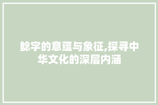 鲶字的意蕴与象征,探寻中华文化的深层内涵