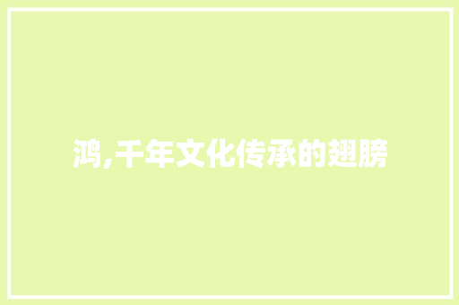 鸿,千年文化传承的翅膀