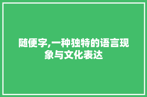 随便字,一种独特的语言现象与文化表达
