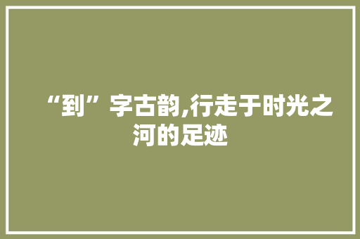 “到”字古韵,行走于时光之河的足迹