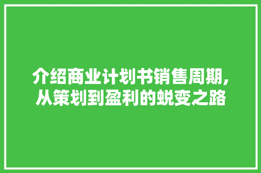 介绍商业计划书销售周期,从策划到盈利的蜕变之路