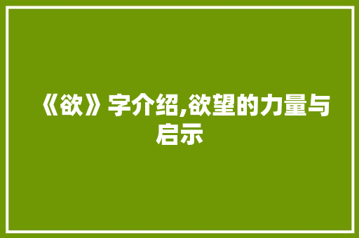 《欲》字介绍,欲望的力量与启示