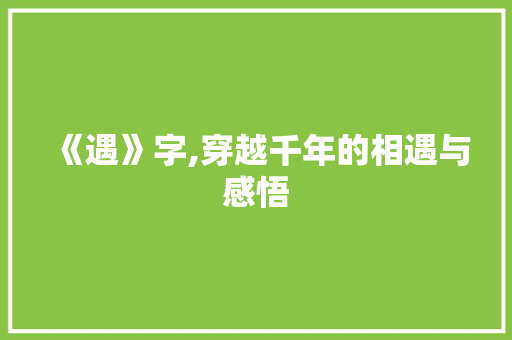 《遇》字,穿越千年的相遇与感悟