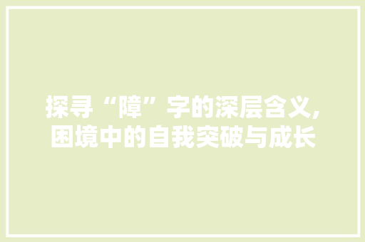 探寻“障”字的深层含义,困境中的自我突破与成长