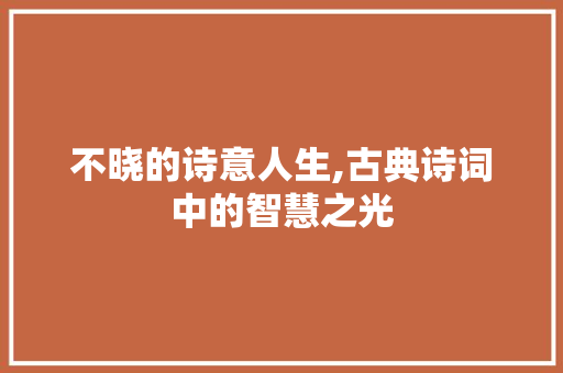 不晓的诗意人生,古典诗词中的智慧之光
