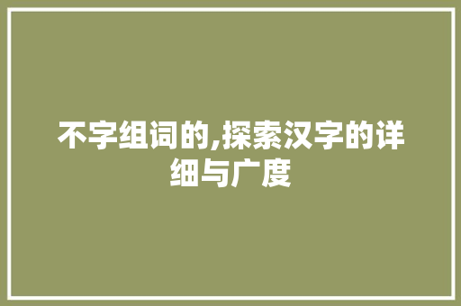 不字组词的,探索汉字的详细与广度 古代典籍