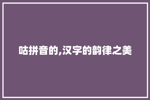 咕拼音的,汉字的韵律之美
