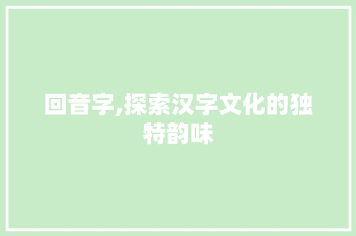 回音字,探索汉字文化的独特韵味