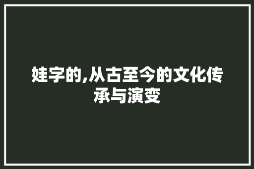 娃字的,从古至今的文化传承与演变