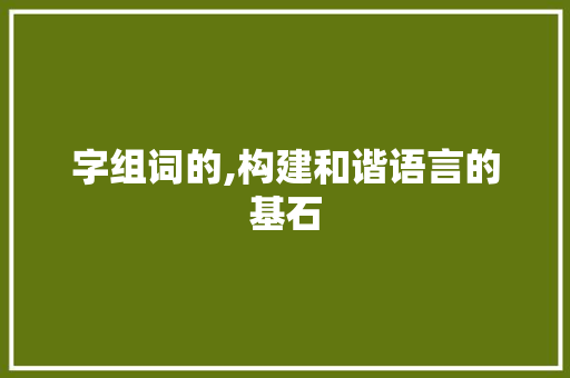 字组词的,构建和谐语言的基石