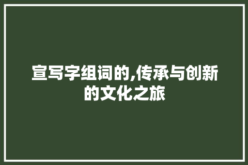宣写字组词的,传承与创新的文化之旅