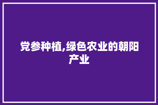 党参种植,绿色农业的朝阳产业