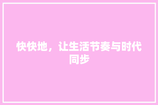 快快地，让生活节奏与时代同步