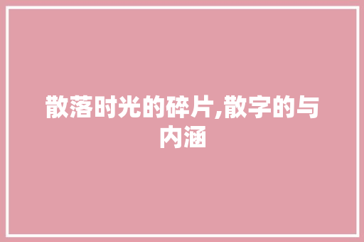 散落时光的碎片,散字的与内涵