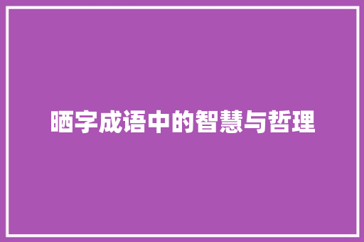 晒字成语中的智慧与哲理