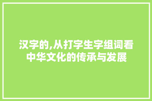 汉字的,从打字生字组词看中华文化的传承与发展