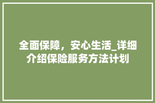 全面保障，安心生活_详细介绍保险服务方法计划