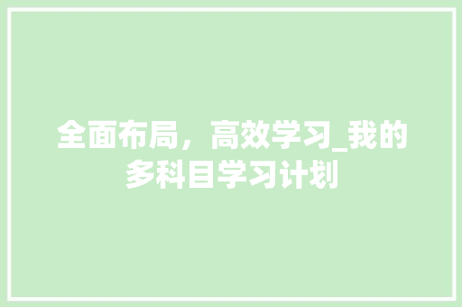 全面布局，高效学习_我的多科目学习计划